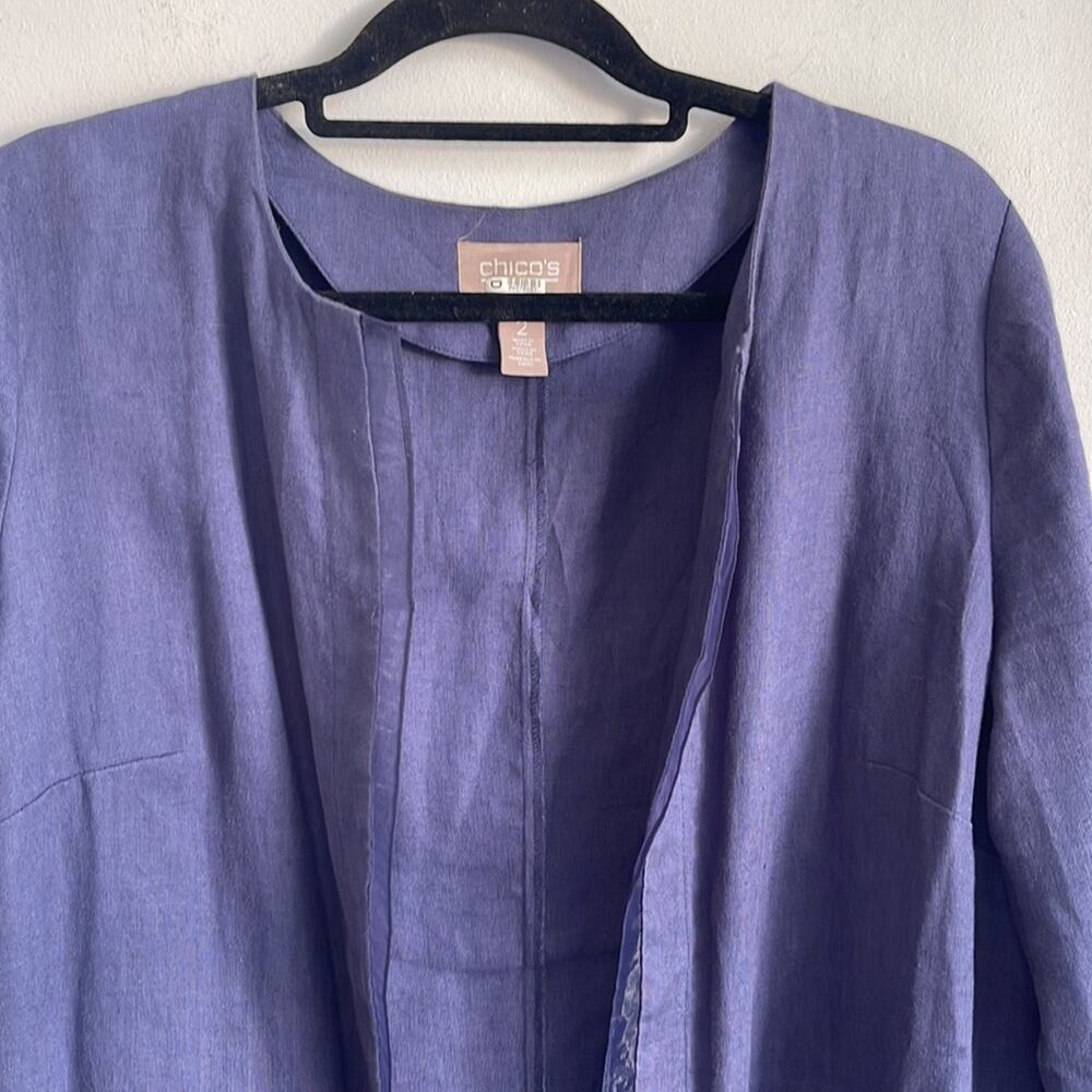 Chico’s 100% linen open front 3/4 sleeve open front lagenlook blazer sz 2 - Picture 2 of 7